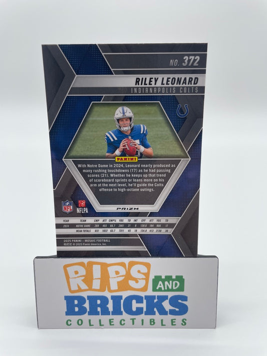 2025 Panini Silver Mosaic Prizm Riley Leonard RC #372 Colts