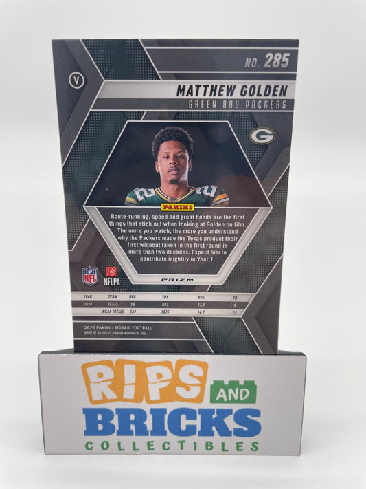 2025 Panini Mosaic Prizm Matthew Golden Camo Pink RC #285 Green Bay Packers