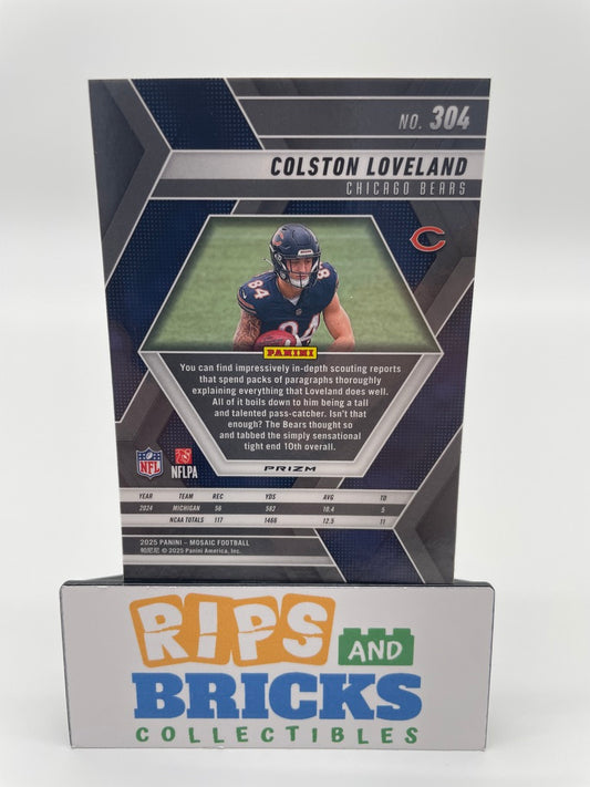 2025 Panini Mosiac Prizm Green Colston Loveland RC #304 Chicago Bears