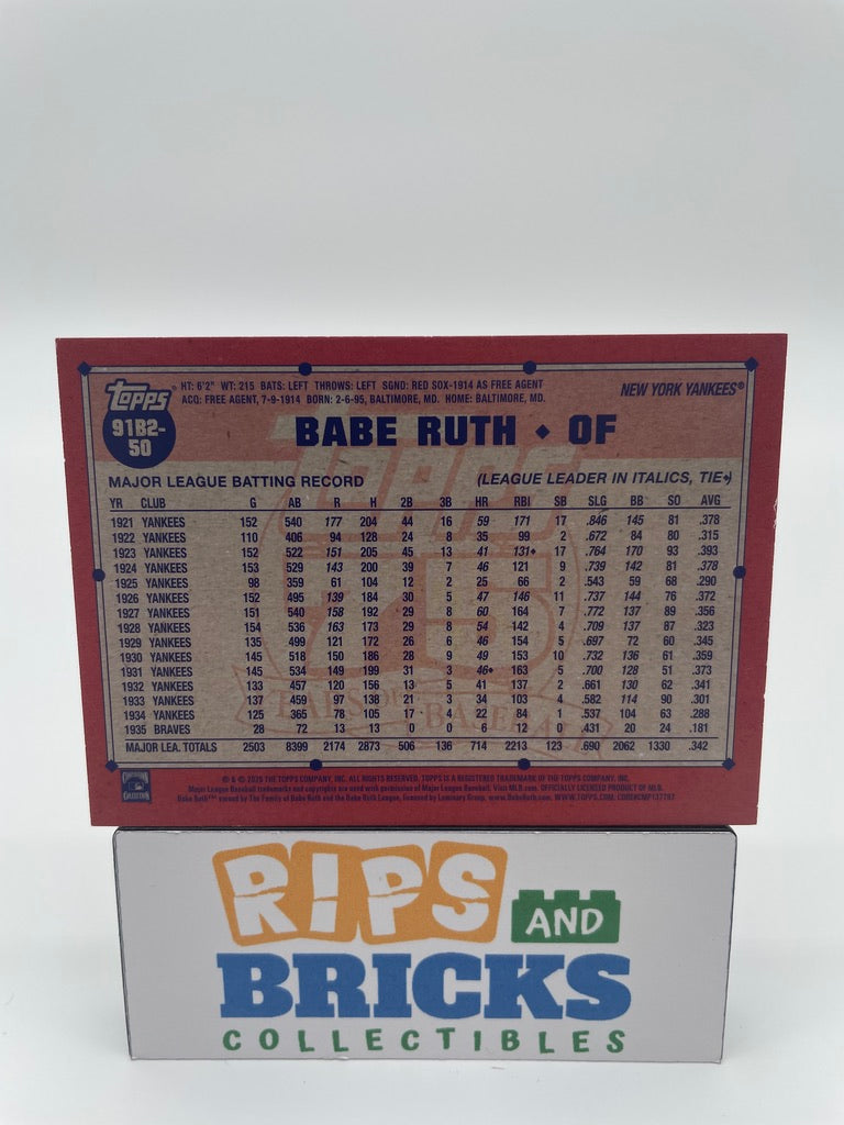 2026 Topps 75 Years of Baseball Babe Ruth "OF" New York Yankees #91B2-50