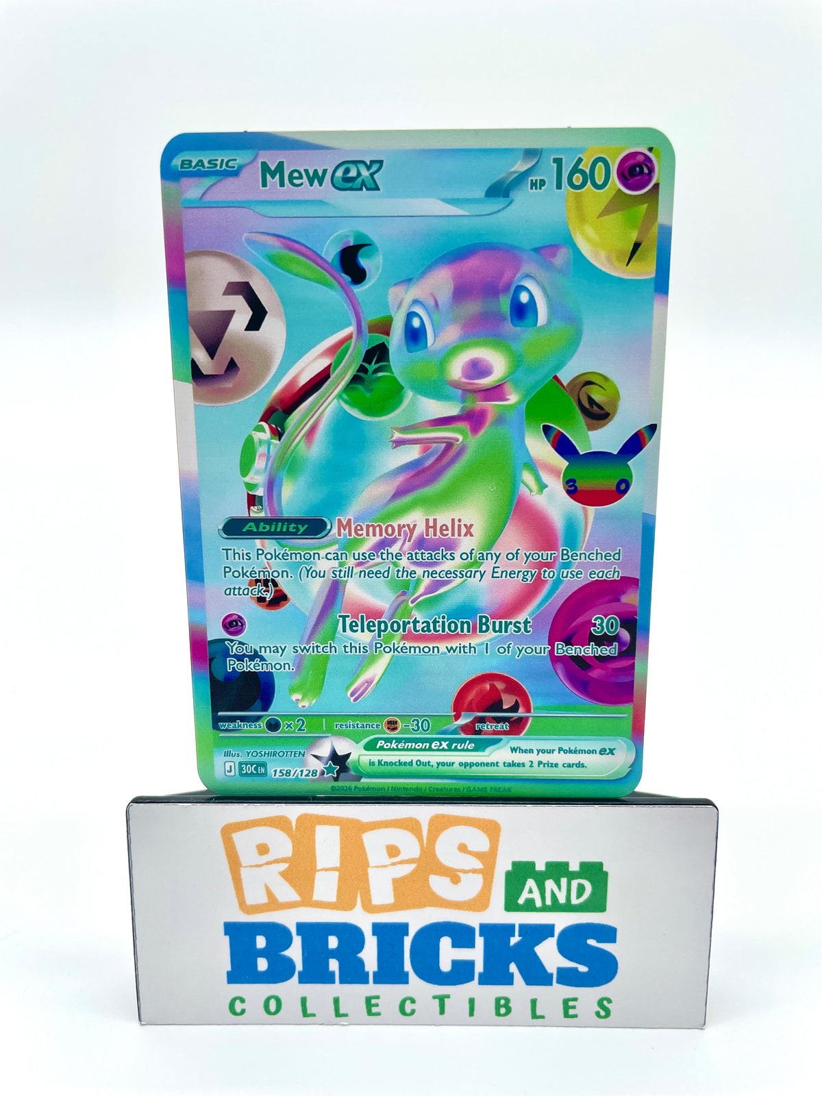 Mew ex 30th Anniversary Pokémon Metal Gold Card Art/Display/Collectible