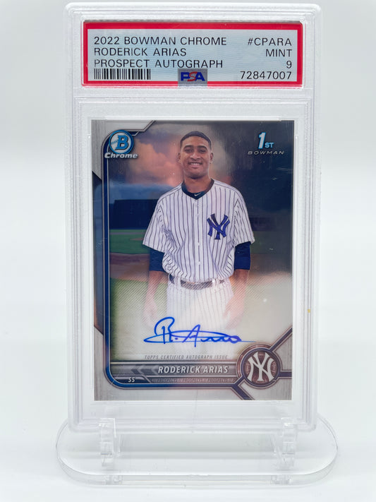 2022 Bowman Chrome Roderick Arias 1st Bowman Prospect Auto New York Yankees PSA 9 #CPARA
