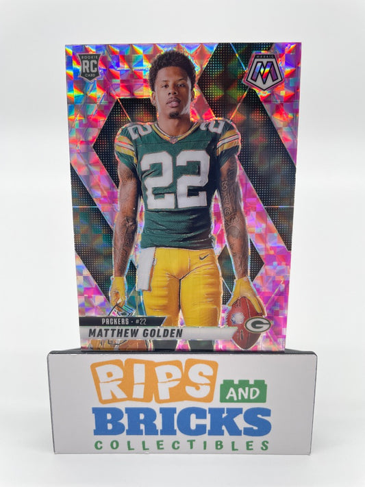 2025 Panini Mosaic Prizm Matthew Golden Camo Pink RC #285 Green Bay Packers