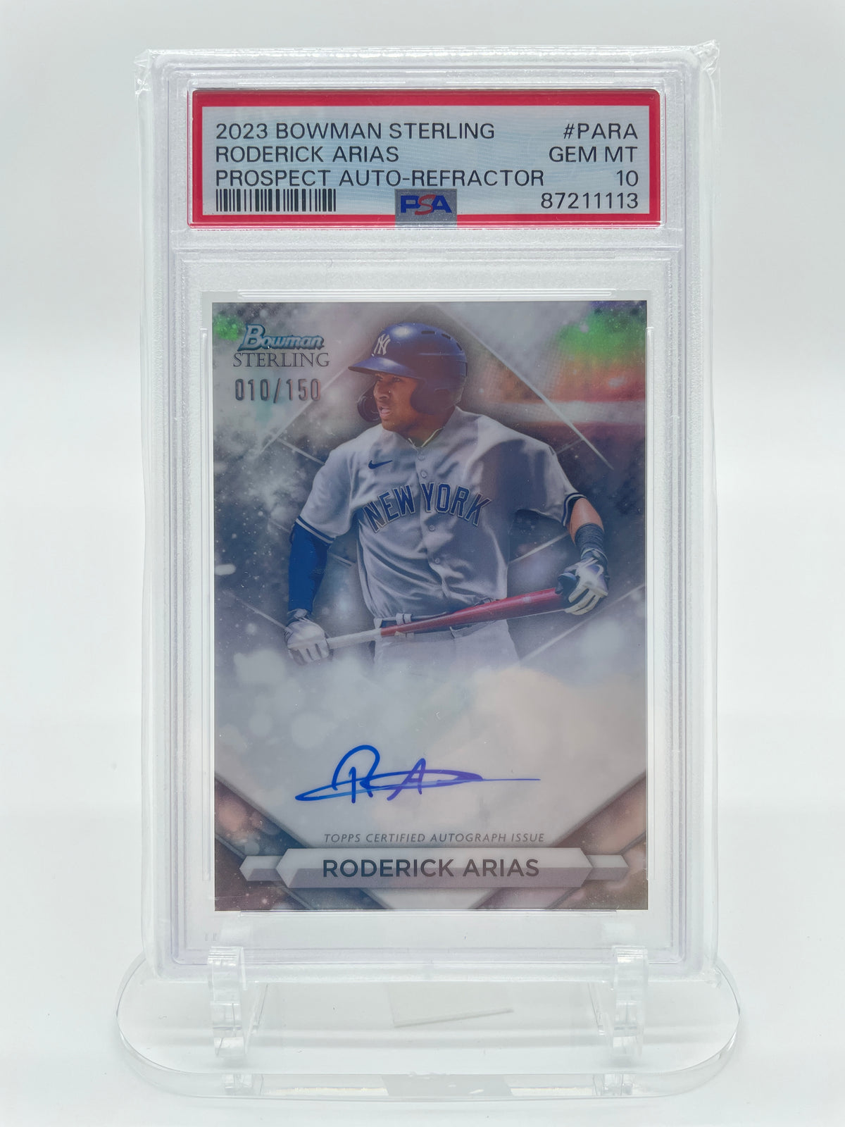 2023 Bowman Sterling Roderick Arias Prospect Auto-Refractor 10/150 #PARA PSA 10