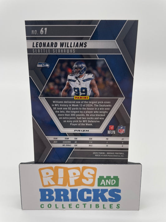 2025 Panini Prizm Mosaic Camo Pink Leonard Williams #61 Seattle Seahawks