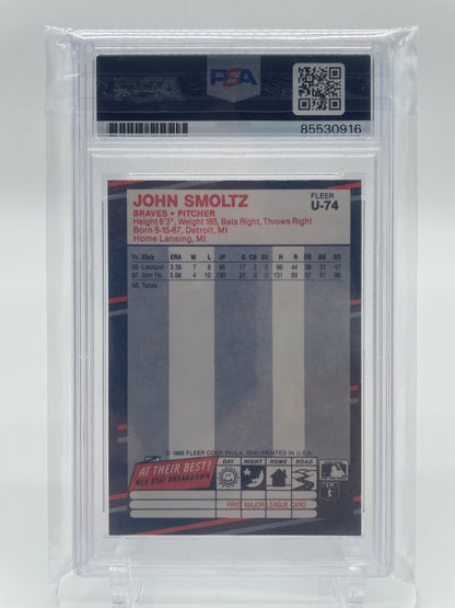 1988 Fleer John Smoltz Atlanta Braves Autographed #U-74 PSA/DNA Certified PSA GEM Mint 10
