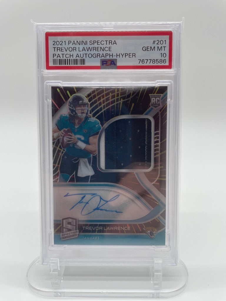 2021 Panini Spectra Trevor Lawrence Patch Autograph-Hyper #201 PSA 10