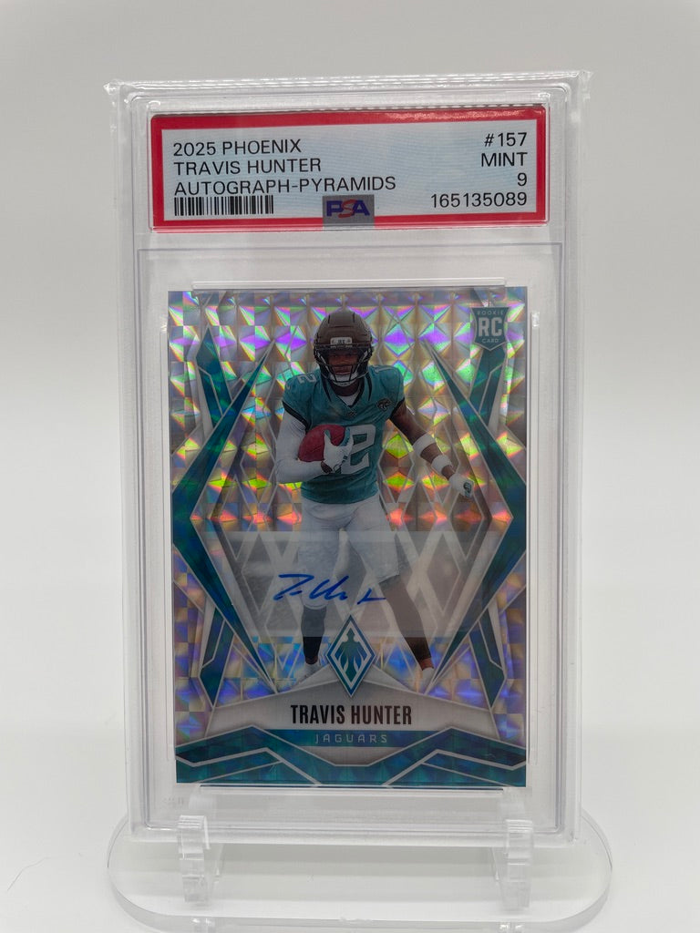 2025 Panini Phoenix Travis Hunter Auto RC Pyramids #157 PSA 9
