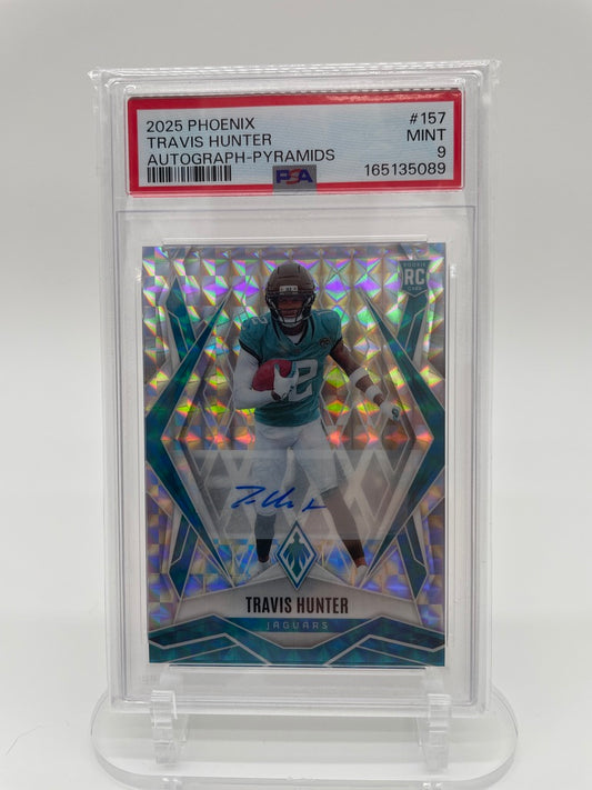 2025 Panini Phoenix Travis Hunter Auto RC Pyramids #157 PSA 9