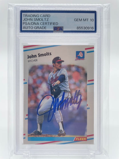 1988 Fleer John Smoltz Atlanta Braves Autographed #U-74 PSA/DNA Certified PSA GEM Mint 10