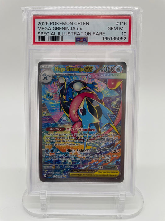 2026 Pokemon CRI EN Mega Greninja EX Special Illustration Rare #116 PSA 10