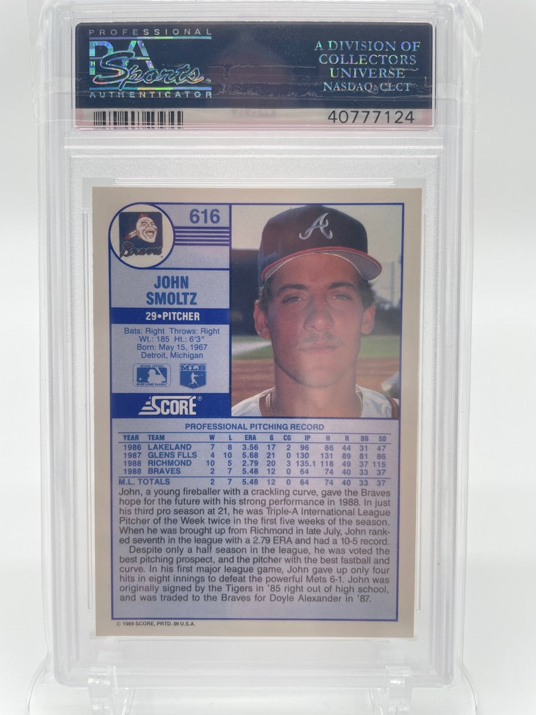 1989 Score John Smoltz Atlanta Braves #616 GEM Mint PSA 10