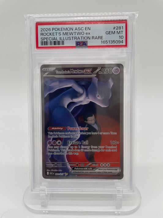 2026 Pokemon ASC EN Team Rocket's Mewtwo EX special Illustration Rare #281 PSA 10