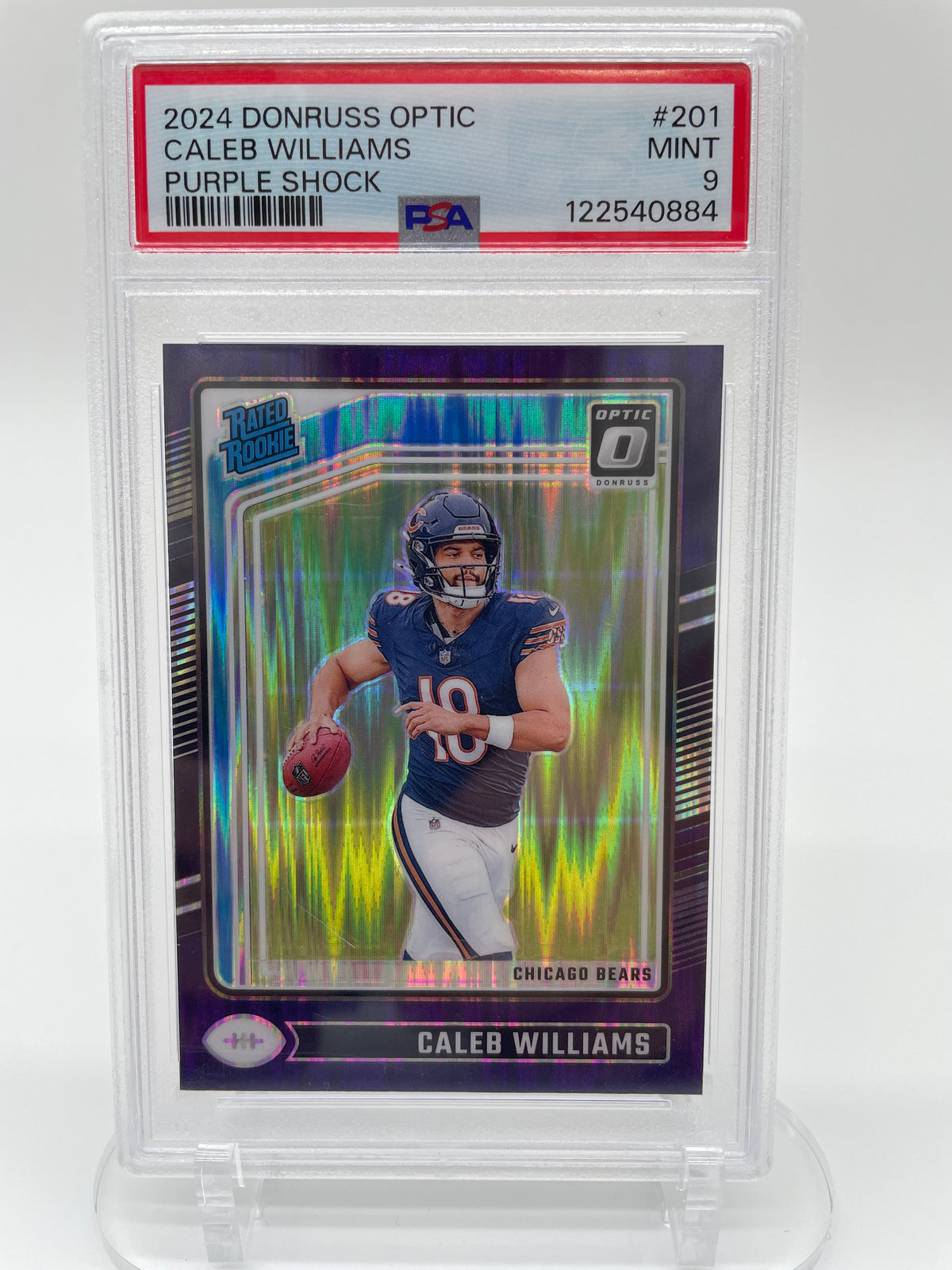 2024 Panini Donruss Optic Caleb Williams Rated Rookie Purple Shock #201